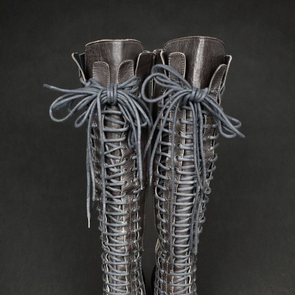 Ann Demeulemeester triple lace knee high talon heels 37 - Picture 4 of 15